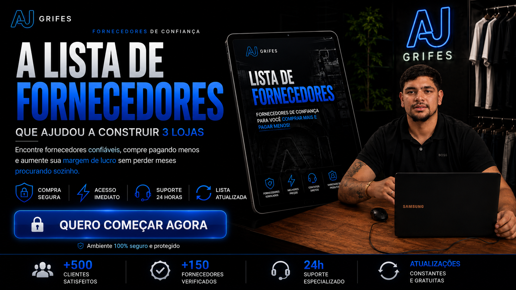 Apresentação da AJ Grifes e da lista de fornecedores